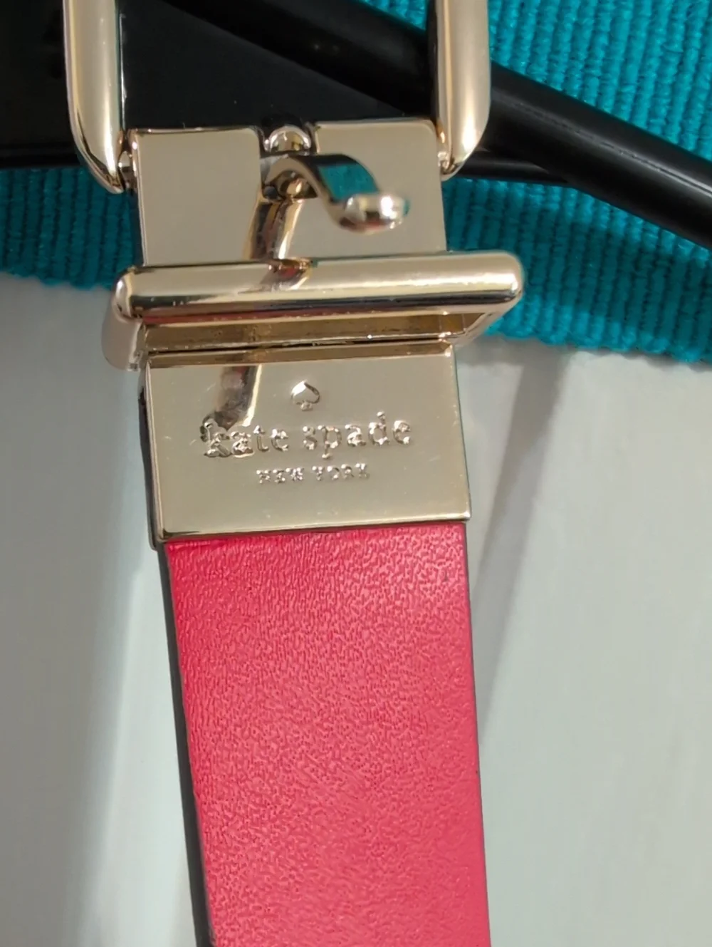 NWT Kate Spade Reversible Pink/Red Belt with Gold Buckle